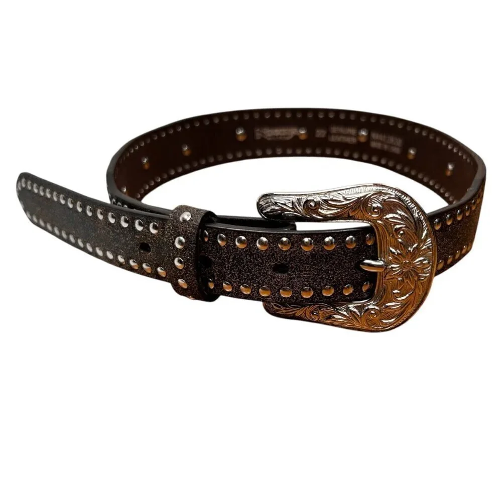 Nocona Girls Western Belt Studded Pink Cross Heart